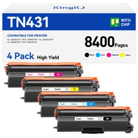 KingKJ TN431 Toner Cartridge 4-Pack Replacement Compatible for Brother TN-431 TN433 TN436 MFC-L8900CDW MFC-L8690CDW HL-L8360CDW HL-L8260CDW MFC-L8610CDW MFC-L8905CDW MFC-L9570CDW HL-L8360CDWT Printer Set Ink