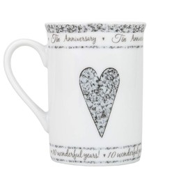 Haysoms Beautifully Designed 10th Tin Wedding Set of Ceramic Mugs Dishwasher and Microwave Safe with Decorative Keepsake Box