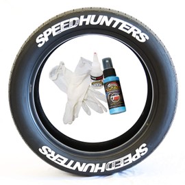 Tire Stickers SpeedHunters - DIY Permanent Rubber Tire Lettering Kit with Glue & 2oz Bottle Touch-Up Cleaner / 17-18 Inch Wheels / 1.25 Inches/White 8 Pack