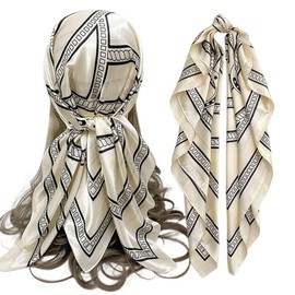 FAIRYGATE Headscarf Ladies Scarfs Silk Scarf Striped Bandana Square Scarves Women Head Neckerchief Headwear Fashion Hair Accessory Multifunctional 35.4x35.4Inch 28011
