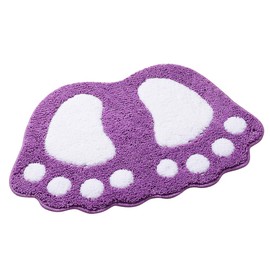 Non-Slip Bath Mat Toilet Rug Cute Big Feet Soft Absorbent Area Rug Doormat Antislip Floor Mat Foot Pad Rug for Bathroom Kitchen Home Decor (Purple, 19''x26'')