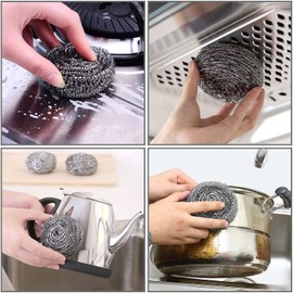 Pack of 20 Steel Wool Dishwashers, Cleaning Sponge, Pot Scraper Made of Stainless Steel Wire Ball Brush, Scouring Pad Helps Remove Dirt for Cleaning Pots, Pans and Crockery