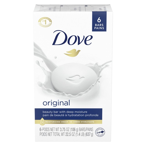 Dove Original Beauty Bar more moisturizing than bar soap Deep Moisture for clean and soft skin 106 g 6 count