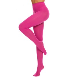 CozyWow Women's 80D Soft Opaque Tights, High Waist Solid Color Womens Tights with 30+ Colors(XS, Fuchsia)