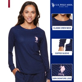U.S. Polo Assn. Womens Plus Size Pajamas, Lightweight Sweater Knit Pajama Sets for Women 2 Piece (Navy, 2X)