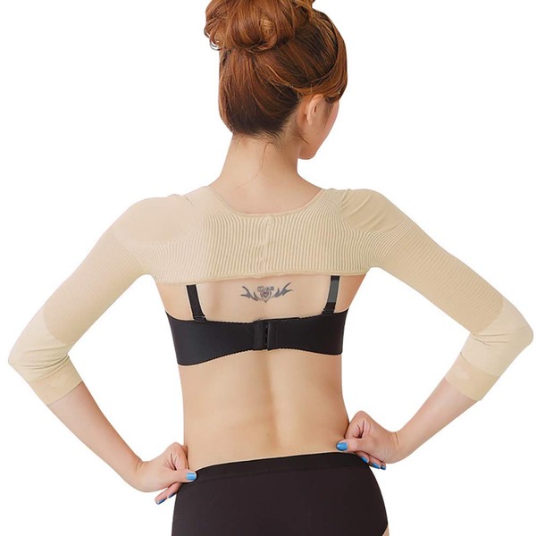 Women's Slimming Arm Shapers Back Shoulder Support Wrap Correct Posture Corrector Humpback (XL(fit US M ), Nude)