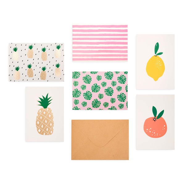 OUTSHINE Blank Notecards and Envelopes Set in Cute Storage Box - 48 (Fruit) 3.5" x 5" | Bulk Blank Note cards with Envelopes for All Occasion | Small Greeting, Stationary, Birthday, Thank You Cards