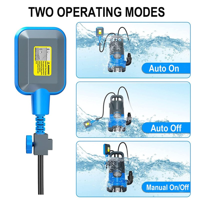PANRANO Submersible Water Automatic Sump Pump 3/4HP Clean/Dirty Water Removal