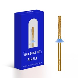 AIRSEE Tungsten Carbide Acrylic Nail Drill Bit Electric Nail Drill File Head Tip for Dead Skin Cleaning Nail Bed File Cuticle Nail Prepare 3/32" 2 Way Professional Tech Super Long Thin Barrel Medium-M