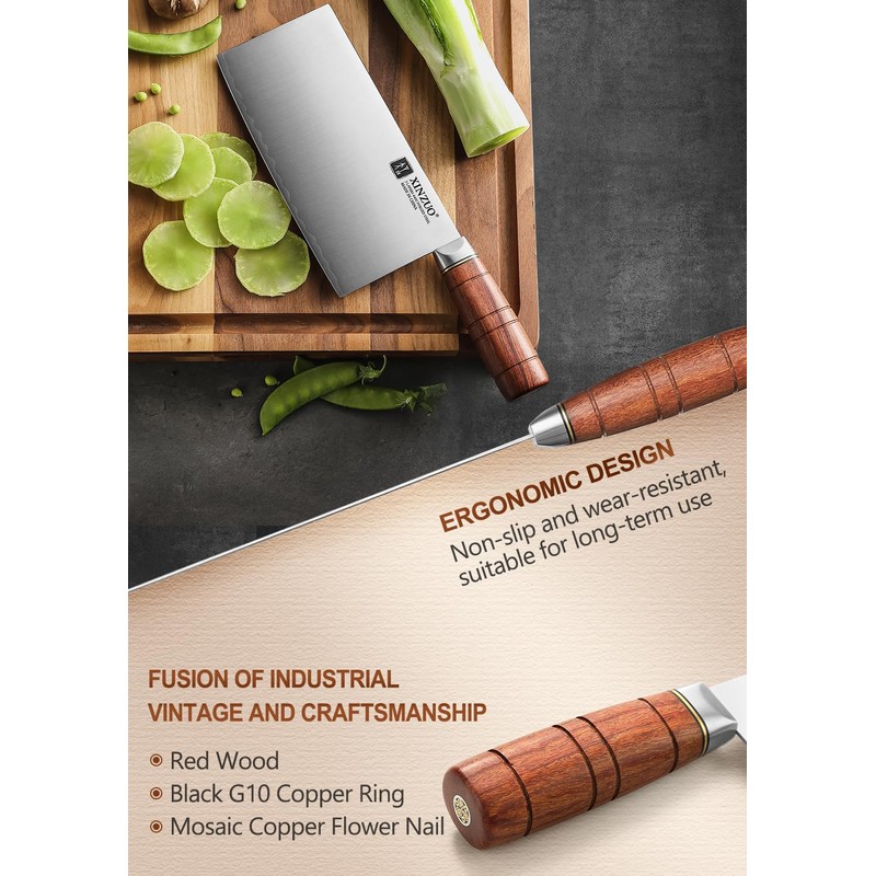 XINZUO 7.4 Inch Professional Chinese Chef Knife,Razor-Sharp Composite Stainless Steel