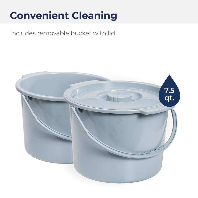 Drive Medical RTL11158KDR Folding Steel Bedside Commode Chair, Portable Toilet,