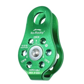 Ito Rocky 28KN Zipline Pulley & 26kN Micro Pulley CE Certified Tandem Pulley Trolley with Stainless Steel Ball Bearings for Rescue Lifting (Micro Pulley - Green)