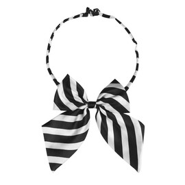 Allegra K School Ribbon, Ribbon Tie, Uniform, Bowtie, Bowtie, Adjustable, Striped Pattern, Girls, multicolor (black / white)