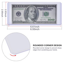 20PCS Dollar Bill Sleeves Currency Money Holder Hard Coin Protectors Coin Collection Supplies Top-Load Cash Envelope for Regular Bills, Stamp, Banknotes Display Storage Organizer Case