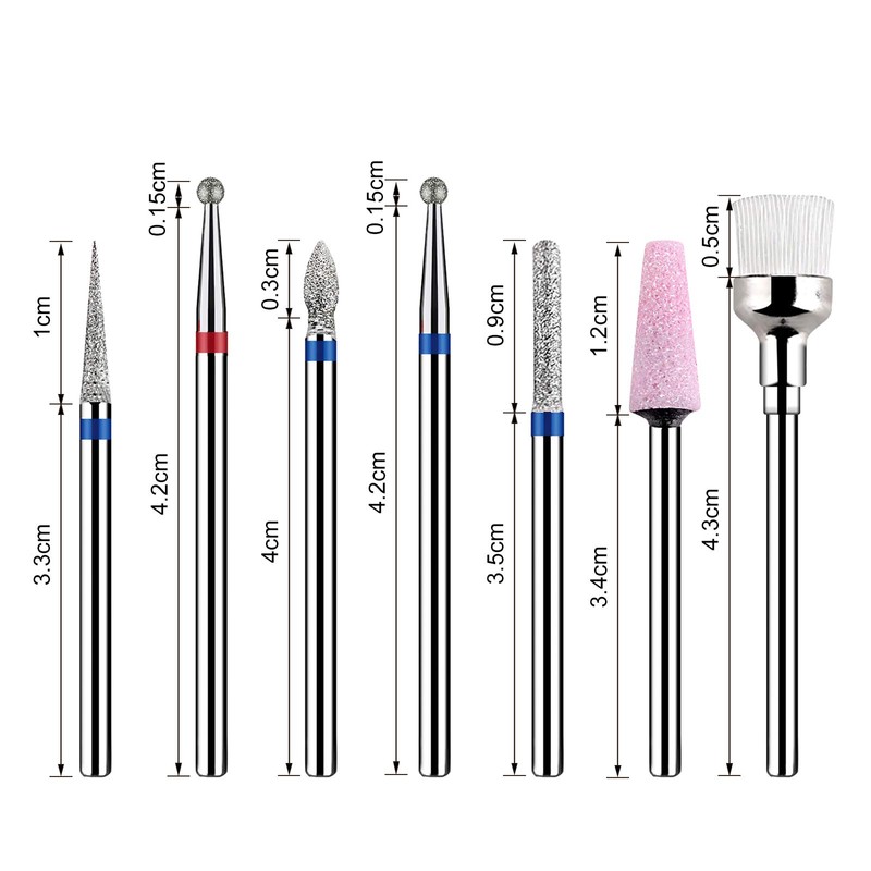GreenLife 7pcs Nail Drill Bits Kit Emery Diamond Bit Set
