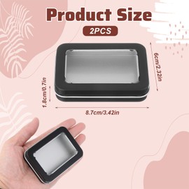 Bewudy Travel Qtips Case, 2 PCS Small Floss Picks Case, Portable Cotton Swab Holder Metal Storage Box with Dustproof Lid for Cotton Swabs, Floss, Hair Ties, Small Items(Black)