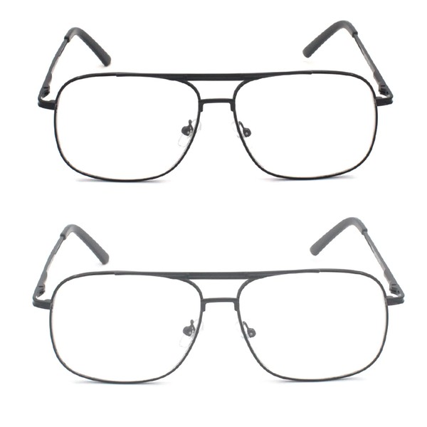 EYE ZOOM 2 Pack Men Metal Frame Square Aviator Style