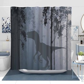 NTETSN Forest Dinosaur Shower Curtain Tyrannosaurus Rex Silhouette Waterproof Polyester Fabric Bathroom Set with Hooks Animal Home Bathing Room Decor 72x78 Inch YLYYNT2695