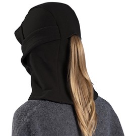 Ponytail Balaclava Ski Mask Full Face Cover Hood Winter Running Motorcycle Women (A-Black)