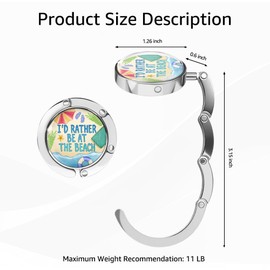 Mhfpl I'd Rather Be at The Beach Purse Hook, Funny Purse Bag Hanger Desk Table Bag Hook, Gifts for Travel Enthusiast Beach Lover, Christmas Birthday Gifts for Women Men Colleague Boss Mom Dad Friend