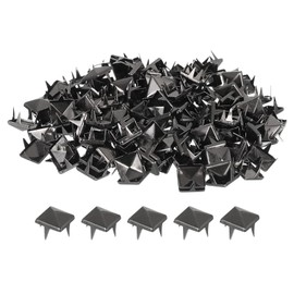 sourcing map Pack of 150 Square Pyramid Studs for Clothes, 8 mm Four Jaw Stud Spikes, Copper Punk Rock Nail Head Spots for Bags, Shoes, Leather Crafting (Metallic Black)