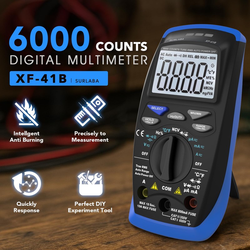 SURLABA Smart Digital Multimeter, XF-41B Spannung Amperemeter AC DC 600V,
