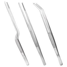 Kichvoe Fine Tweezer Tongs Set, 3pcs Cooking Tweezers Kitchen Tongs Tip Fish Bone Clamp Metal Food Tongs Hair Remover for BBQ Grilling Cooking Roasting Serving