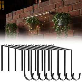 xozeooeu 8 Pcs No Drill String Light Hooks, Adjustable Metal Hangers for 6-11 Inch Concrete Cinder Block Walls and Fences, Outdoor Cable Cord Holders