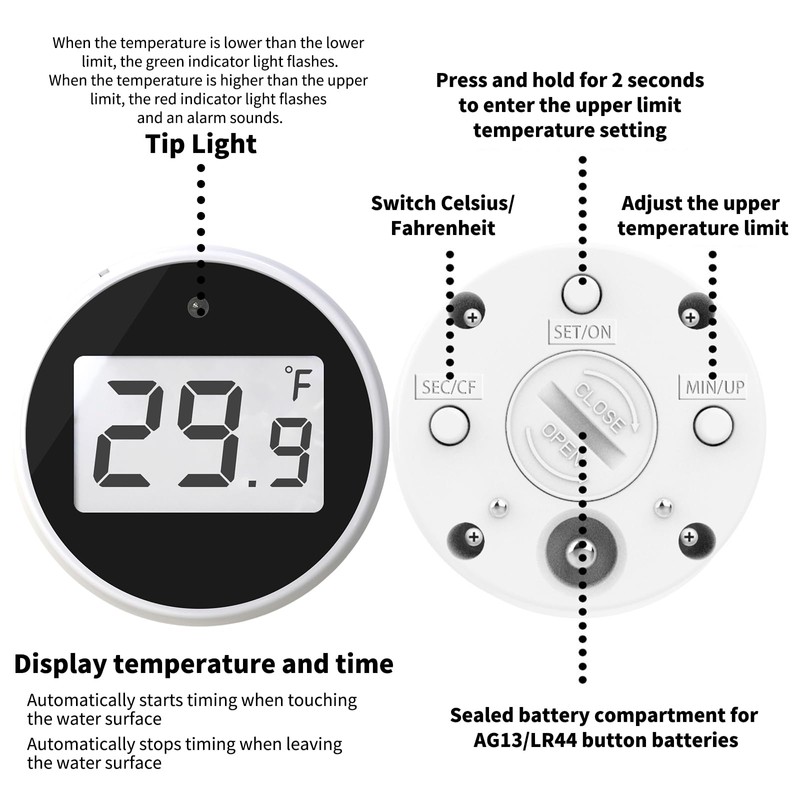 Ice Bath Thermometer Timer Digital,Water Thermometer Timer for Ice Bath,Floating