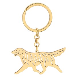 RAIDIN Stainless Steel Gold Silver Plated Cute Dog Keychains Keyring for Women Girls Gifts Car Purse Keys Charms Accessories (Gold-161 Golden Retriever)