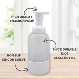 Elcove Glass Soap Dispenser with Foaming Pump for Bathroom, Kitchen, 2pk Foaming Soap Dispenser, Frosted Glass