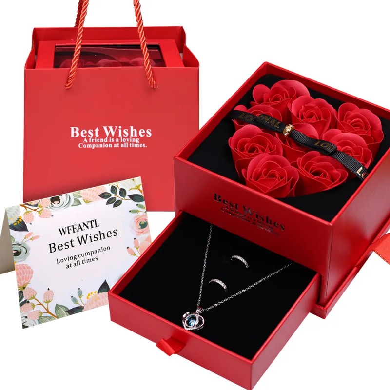 Cryzmitol Regalos Para Mujer,collar Y Aretes Corazón Mujer Con Caja,Regalos