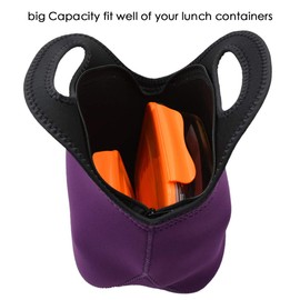 Insulated Neoprene Lunch Bag Gourmet Tote Cooler Warm Pouch for School Work Office (Purple)