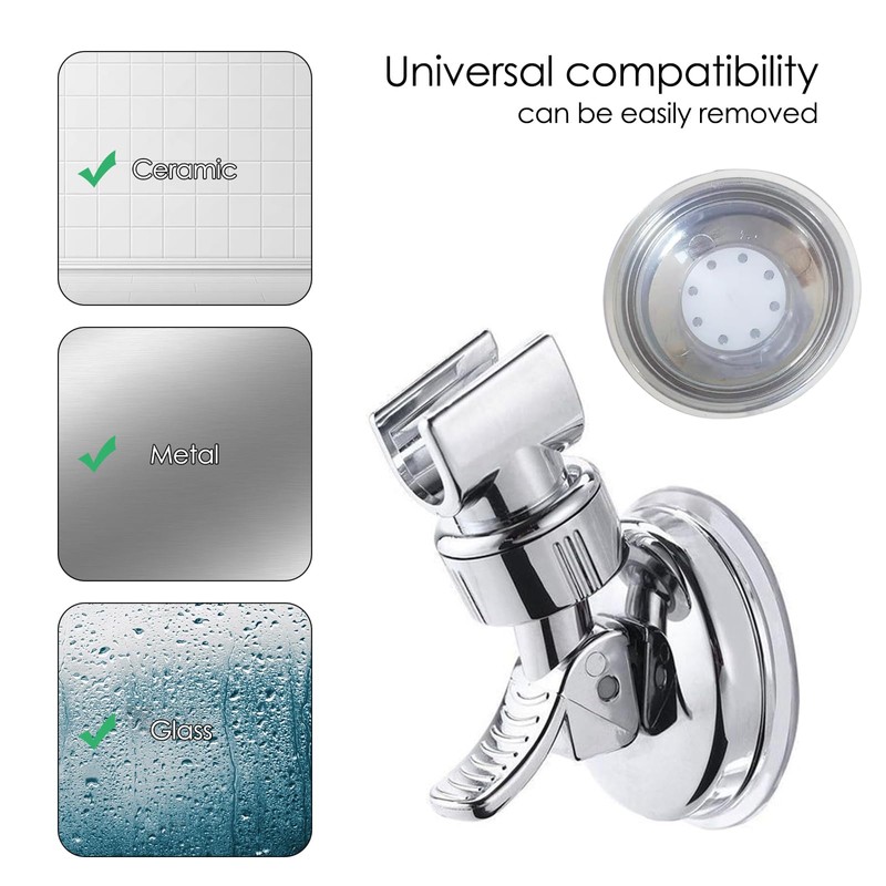 Suction Shower Head Holder, Adjustable Removable Shower Head Holder 360°