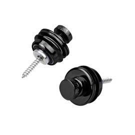 2pcs Guitar Strap Lock and Button, Metal Guitar Strap Retainer Easy to Install Guitar Strap Fastener Strap End Pins Clip for Bass Ukulele Acoustic Classical Electric Guitar Accessories (Black)