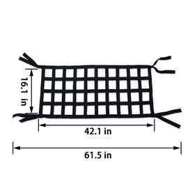 ONE250 Cargo Mesh Heavy Duty Net, Roof Top Hammock or Rear Trunk Restraint Baggage Cover, Compatible with Jeep Wrangler TJ JK JKU JL JLU YJ Sahara Rubicon Unlimited (1987-2024) 2 Door 4 Door (Black)
