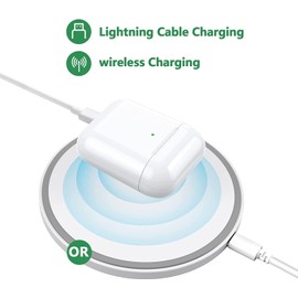 Lifenova - Funda de carga para Airpods compatible con Airpods 1 y 2, funda de repuesto de carga inalámbrica Airpod Qi, funda de cargador Airpods con botón de sincronización de emparejamiento