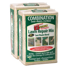 EZ Straw Lawn Repair Mix – Sun/Shade Blend – Combination Seed, Mulch, Fertilizer (28 lb. Covers 600 sq. ft.)
