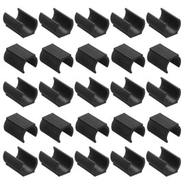 sourcing map 25Pack Rectangle Shaped Chair Legs Tips, Fitting 25mm Metal Tube Legs - Plastic Furniture Protector Feet Glides for Hardwood Floors, Black