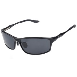 DUCO 8201 Men's Polarised Sports Glasses Driver's Glasses Al-Mg Metal Frame Glasses, black