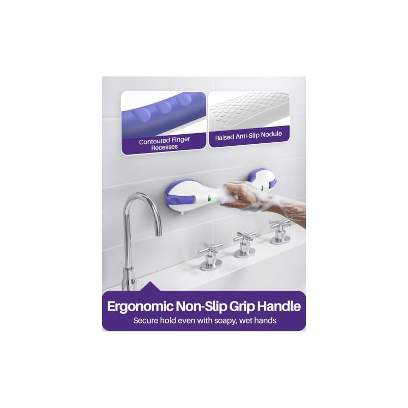 KEKOY Suction Grab Rails for Bathroom, Safety Indicator, 17.5 Inches