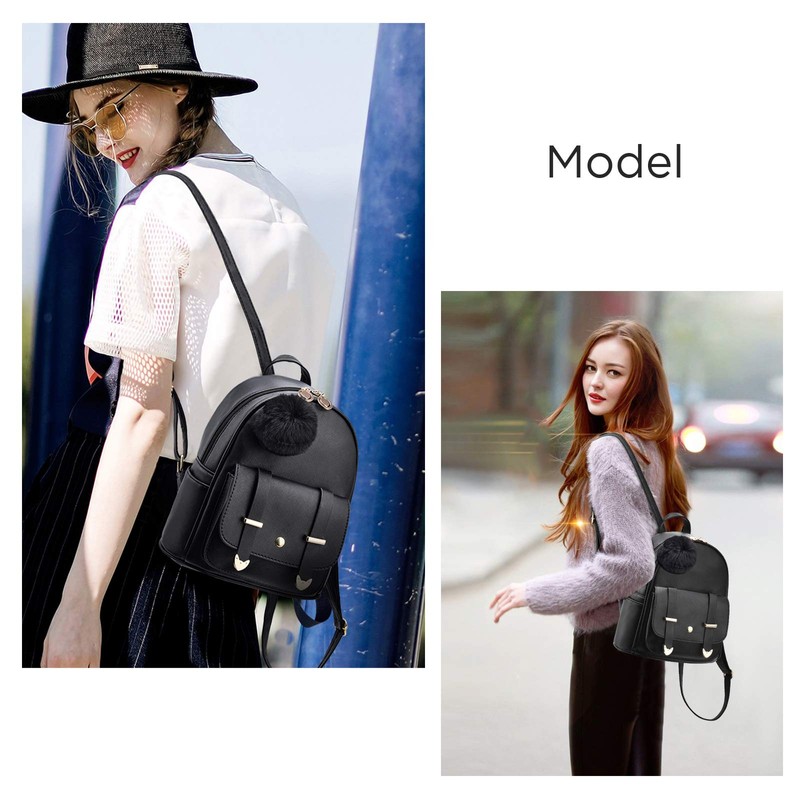 I IHAYNER Backpack Girls Womens Small PU Leather HairBall Backpacks