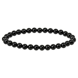 ELEDORO Stretch Bracelet Made of Genuine Gemstone Beads (6 mm) - Pearl Bracelet for Stylish Elegance (Gagat Jet)