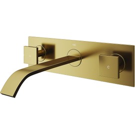 VIGO Titus Two Handle Wall Mount Bathroom Faucet in Matte Brushed Gold-VG05002MG