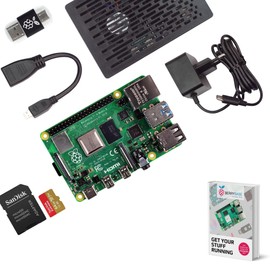 BerryBase Raspberry Pi 4B 8GB Basic Kit - Ultimate Mini PC with Dual Micro HDMI, USB-C Power Supply, 32GB Micro SD Card & Robust Acrylic Case with Fan