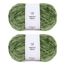 Pretty Jolly Soft Chenille Yarn Velvet Yarn Fancy Yarn for Crochet Weaving Crafts Blanket Yarn for Knitting, Total 2×255m, 2×150g, Army Green, 2 Skeins