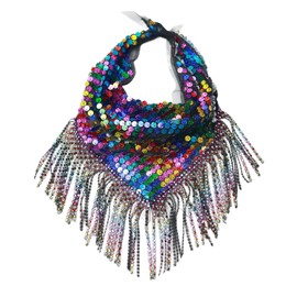 Rhinestone Bandanas for Women Sequin Mesh Headscarf - Glittering Hair Accessory for Music Festivals, Parties(Colorful)