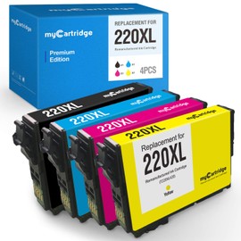 myCartridge Remanufactured Ink Cartridge Replacement for Epson 220 220XL 220 X-Large T220 Work with WF-2630 WF-2650 WF-2750 WF-2760 XP-320 XP-420 (Black, Cyan, Magenta, Yellow, 4-Pack)