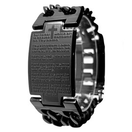 GeekPromise Christian Bracelet Lord's Prayer Black Stainless steel High precision Solid Adjustablele Various styles Gift for Christians (black-b3, 8.5inch)