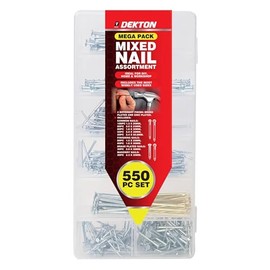 Dekton 550 Pcs Nail Assortment Kit - Steel Construction| Ideal for Professional Use, Carpentry & Woodworking| Durable & Reliable| Organised Case Included| Perfect for Home & Workshop